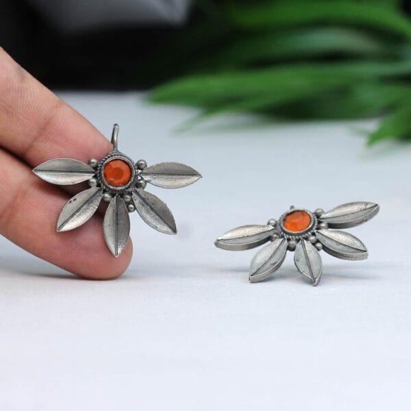 Orange Colour Oxidised Earrings