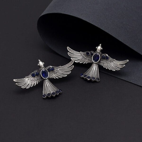 Blue Color Oxidised Earrings