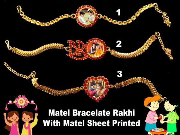 Customised Metal Bracelet Rakhi with metal sheet printed