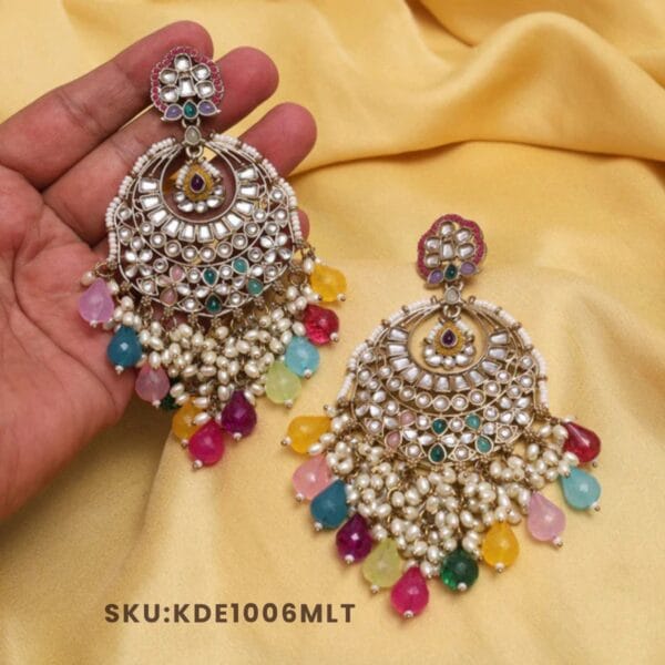 Multi Color Kundan Earrings