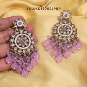 Light Purple Color Kundan Earrings