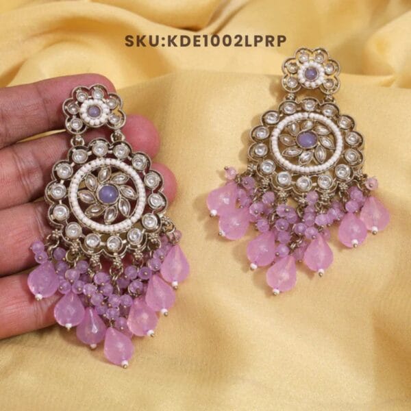 Light Purple Color Kundan Earrings