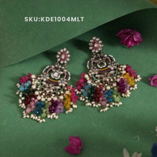 Multi Color Pakistani Kundan Earrings